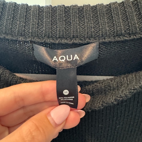 Aqua Black Knit Sweater Dresses - Picture 2 of 2